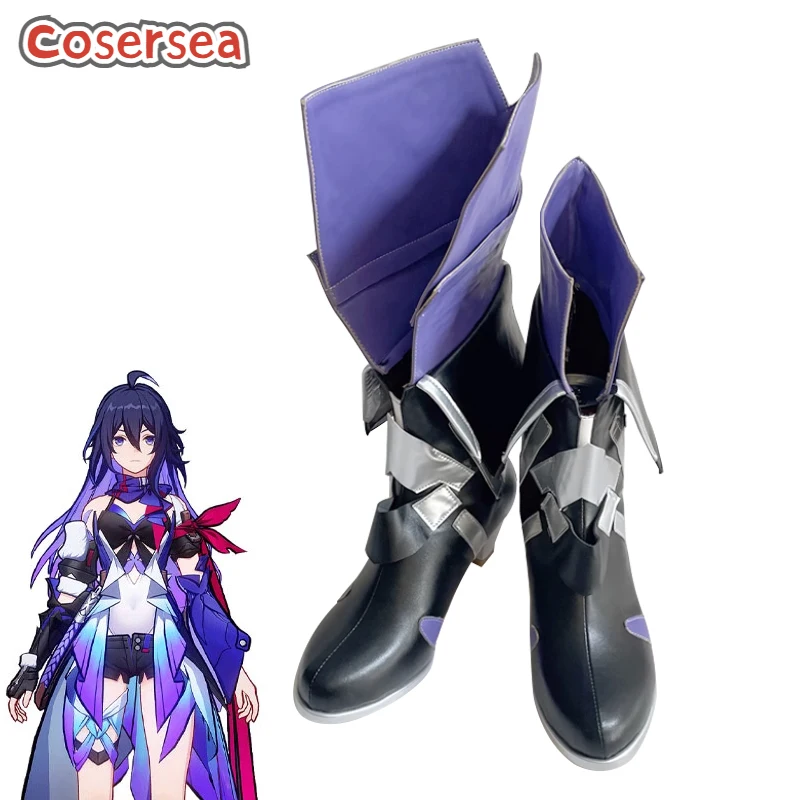 

Cosersea Seele Cosplay Shoes Game Honkai Star Rail Belobog Babochka Seele Female Or Male High Heels Women Blue PU Leather Shoes