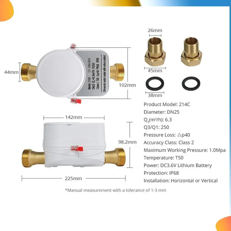 B48A 2X Tuya Zigbee medidor de agua ultrasónico DN20 con válvula pantalla LCD cantidad de agua flujo consumo medida IP68