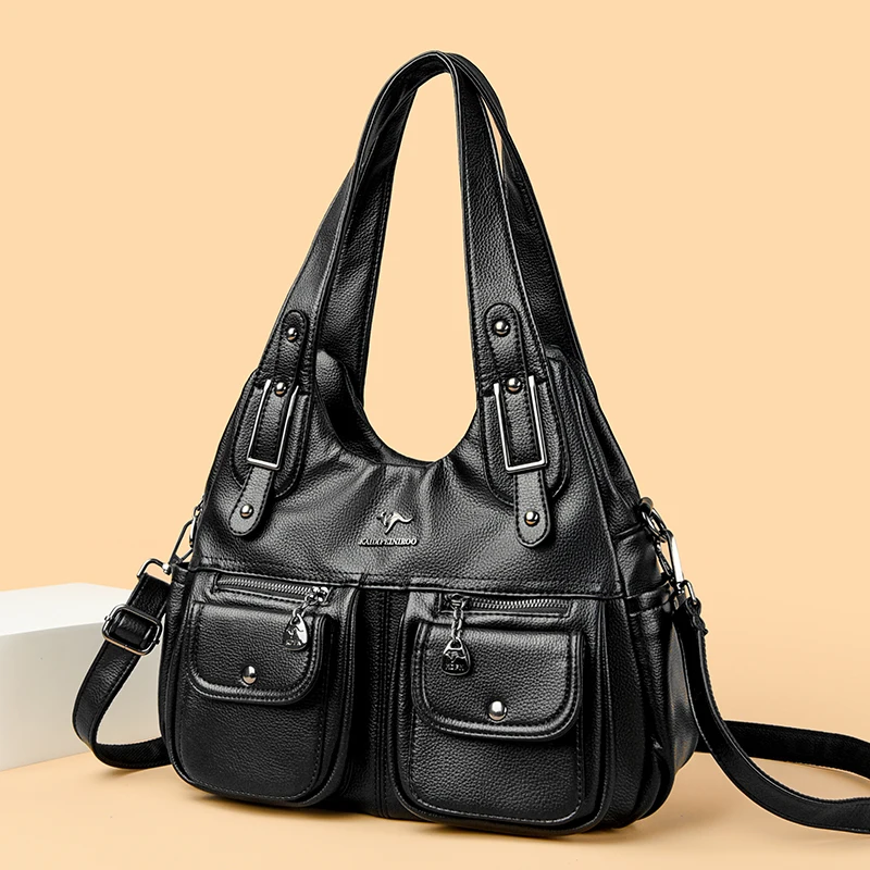 

High Quality Multi-pocket Commute Large Capacity Women Shoulder Crossbody Bag Fashion Soft Money Pack Schoudertassen Dames Groot