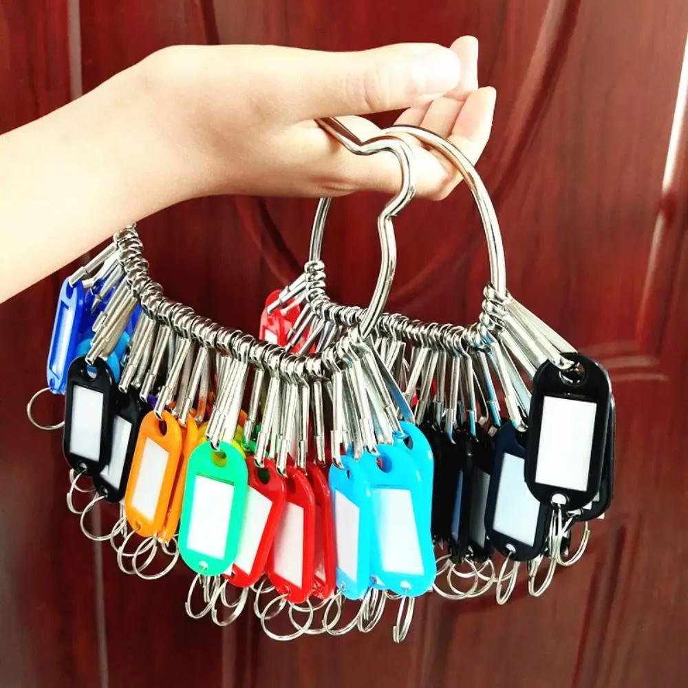 16/26/36 Pieces With Number Plates Key Ring Transparent Window Metal Split Rings Key Tags Plastic Key Chains Rental Accessories