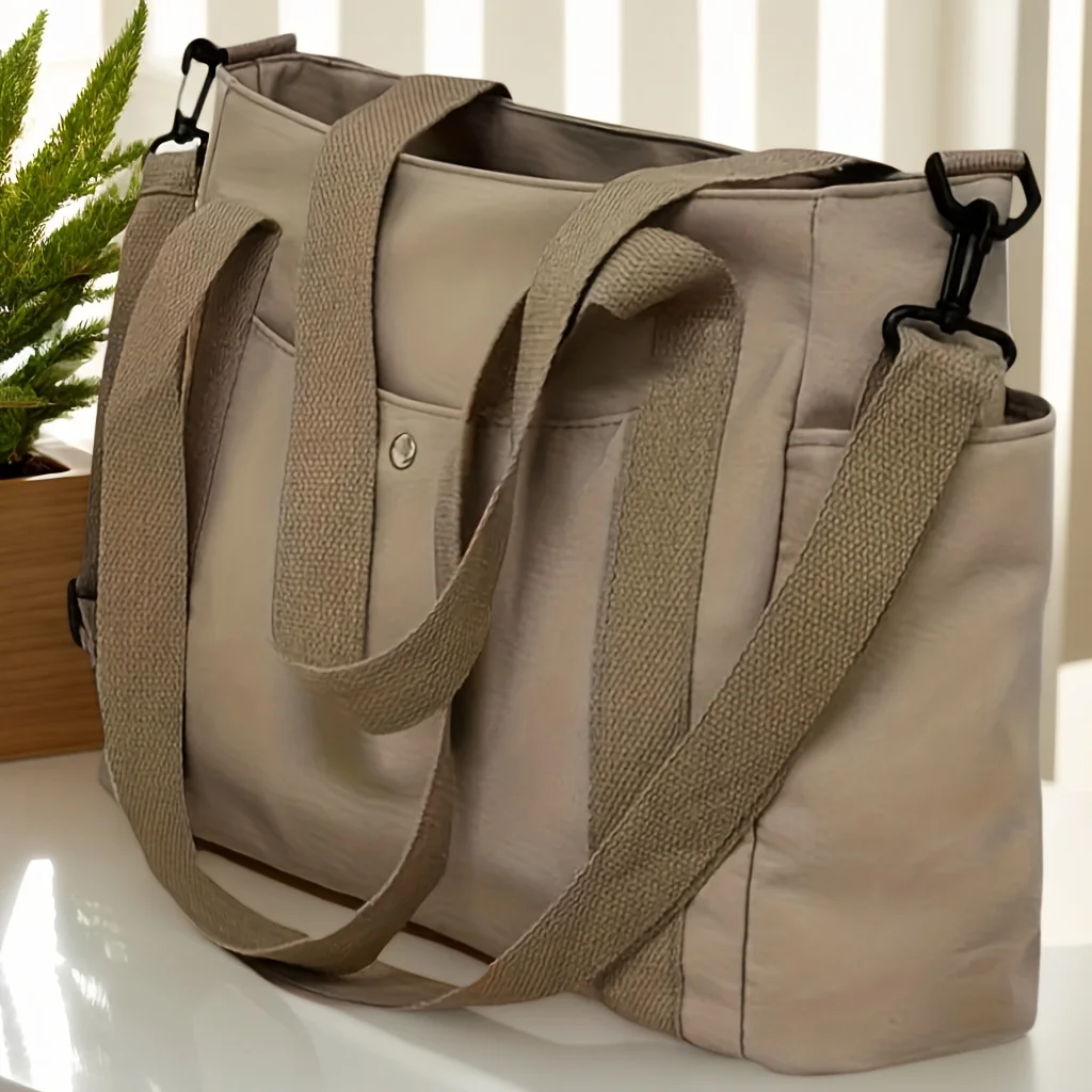 Large Capacity Everyday Tote Bag, Daily Life Handbag Women Shoulder Bag, Casual Chic Women's Bag, CANVAS Bag with Side Pockets view 2