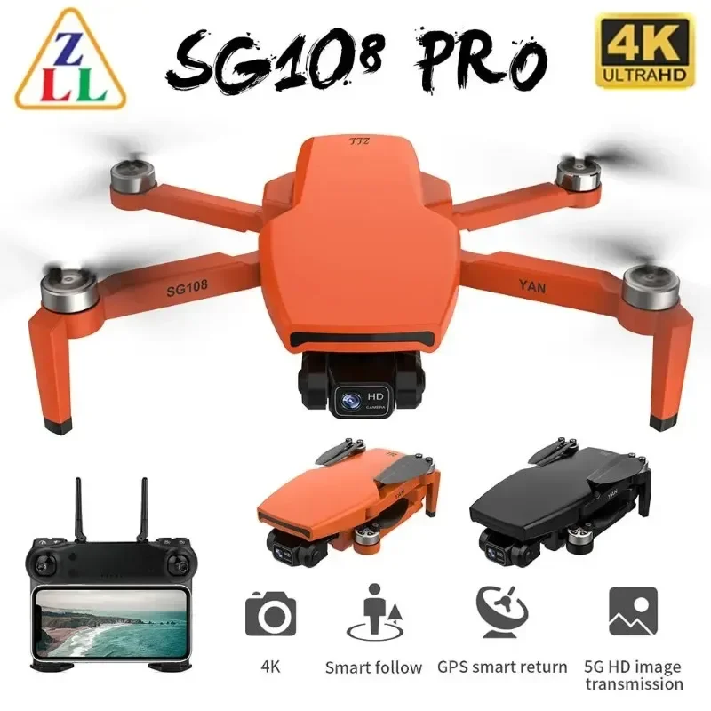 SG108 Pro Drone With GPS 5G Wifi FPV 4K HD Dual Camera Drones Brushless RC Foldable Quadcopter 1000m Control Distance Drone Toys