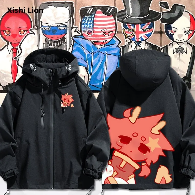 

ex Повседневное ветрозащитное пальто Jaet Countryhumans с капюшоном для всех сезонов, длинное пальто из полиэфирного волокна