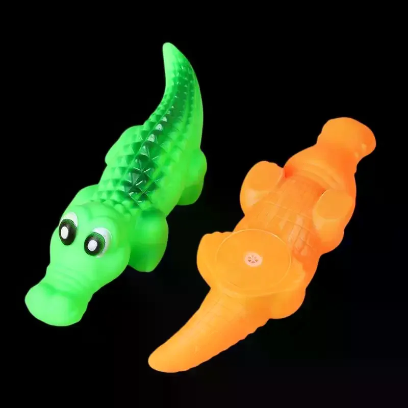 Squeaky Rubber Crocodile Dog Toy Durable Chew Interactive Play Pet Entertainment Toy