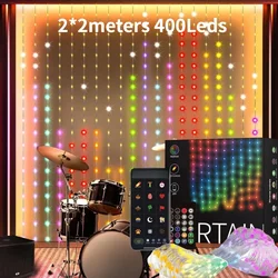 400Led 2*2meter USB Smart APP Vorhang Licht String DIY Bild Display Musik Sync LED String Indoor RGB Fee Licht Party Decor