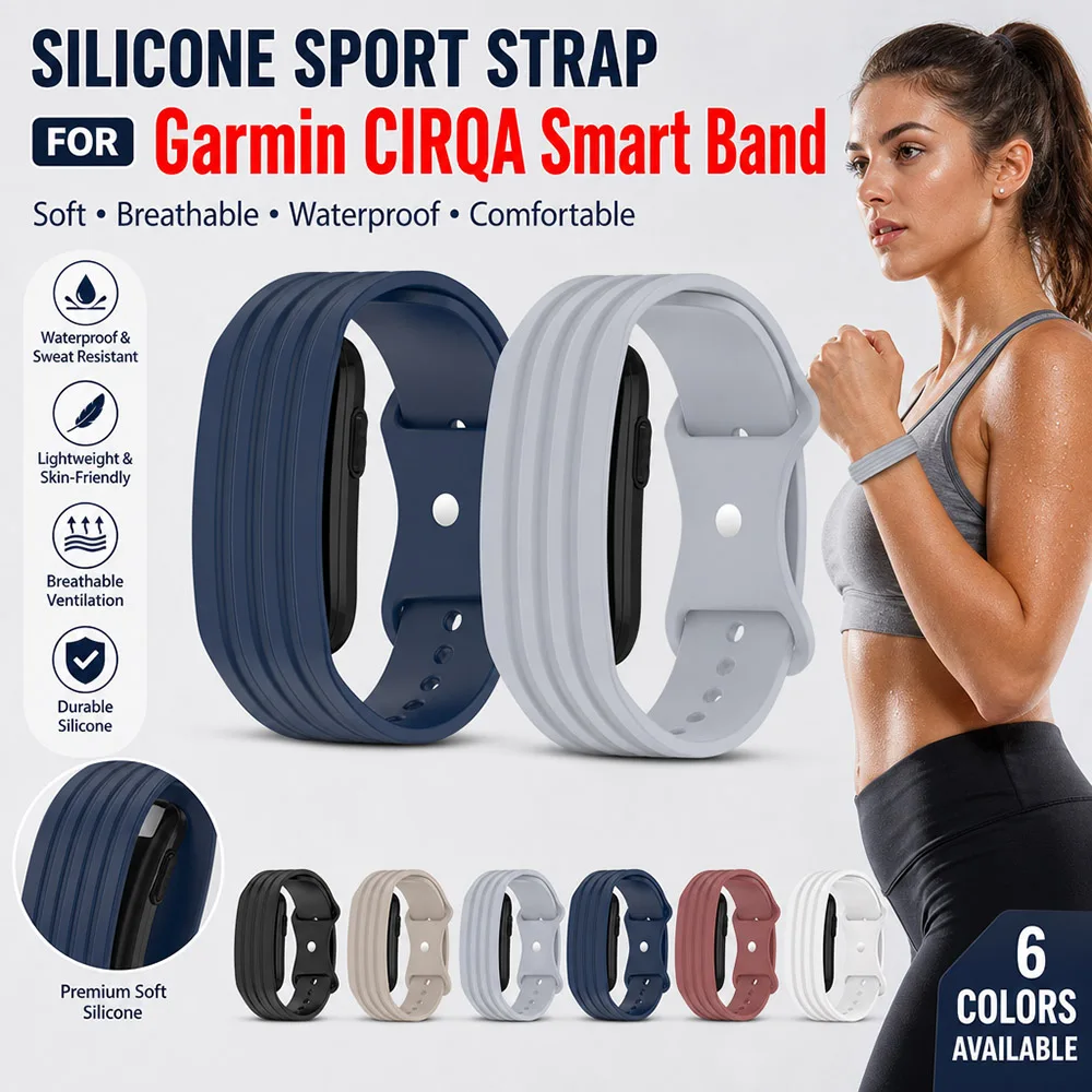 Sport-Armband aus Silikon für Garmin Cirqa Smart Band, wasserdicht, leicht, Ersatz-Uhrenzubehör für Garmin Cirqa