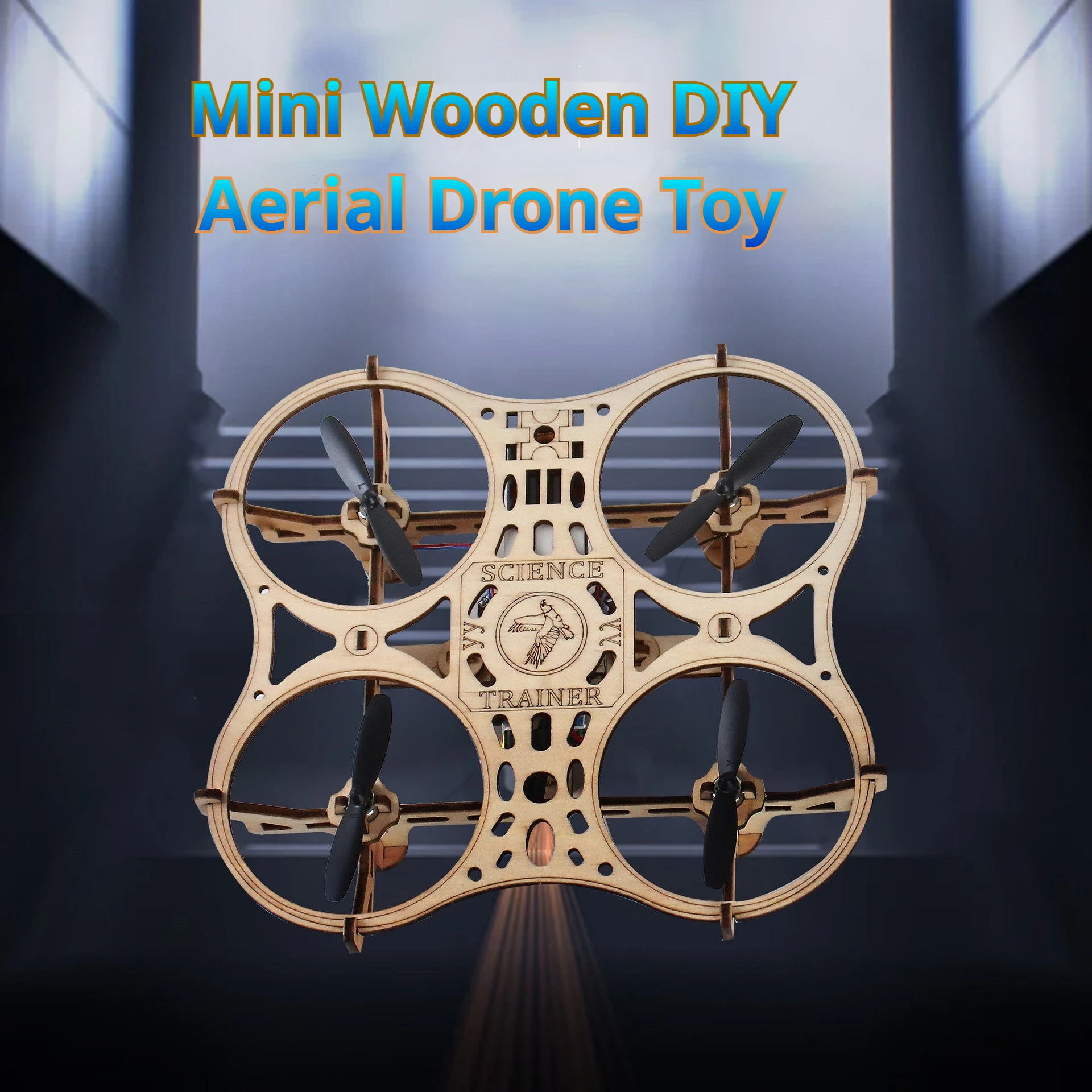 木製組み立てDIY 4軸ドローン 子供用リモコン飛行機 RC 2.4G おもちゃ