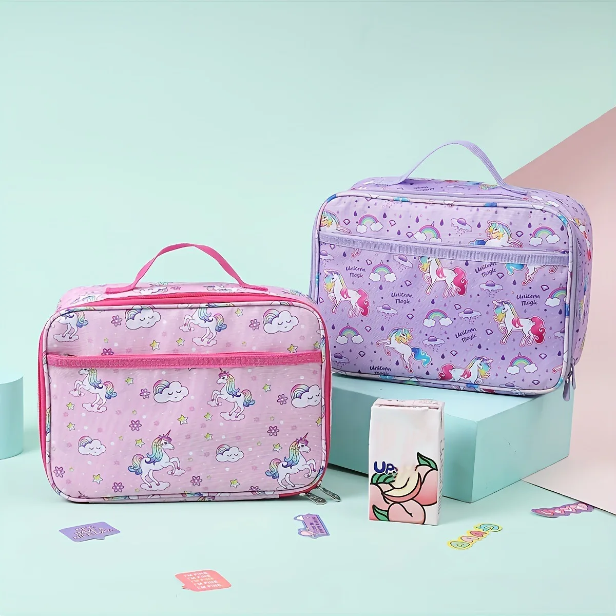 Cartoon Unicorn Shoulder Lunch Bag Children's Portable Bento Bag Student Ice Bag Outdoor Picnic Insulation Bag