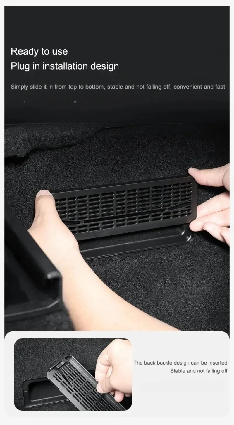 2Pcs Under Seat Air Vent Cover for Tesla Model Y 2025 2026 Juniper Rear AC Outlet Protector with ABS Plastic Anti-Dust Debris