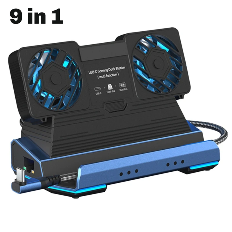 Docking Station Dual Cooling Fan 4K@60Hz PD100W Gigabit Ethernet For Steam Deck OLED & ROG X And Legion Go