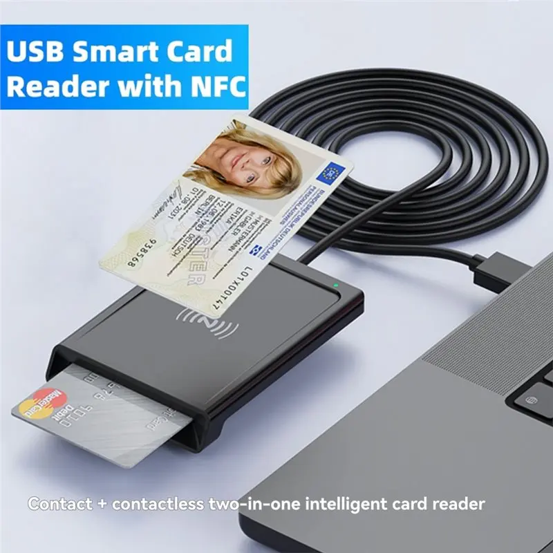 【SLEEK 】2-in-1 contact + NFC smartcardlezer Contact PCSC smartcardlezer PC-gekoppelde smartcardlezer/-schrijver met dubbele interface