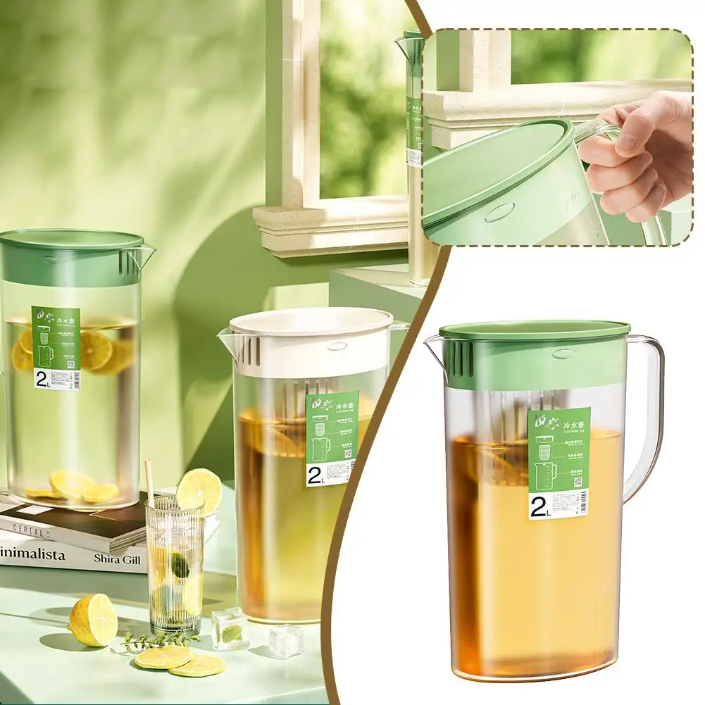 Refrigerator Cold Kettle Large Capacity High Temperature Resistant Bottle Fruit Teapot Household Bucket Cup Water Tea Drink W3B9