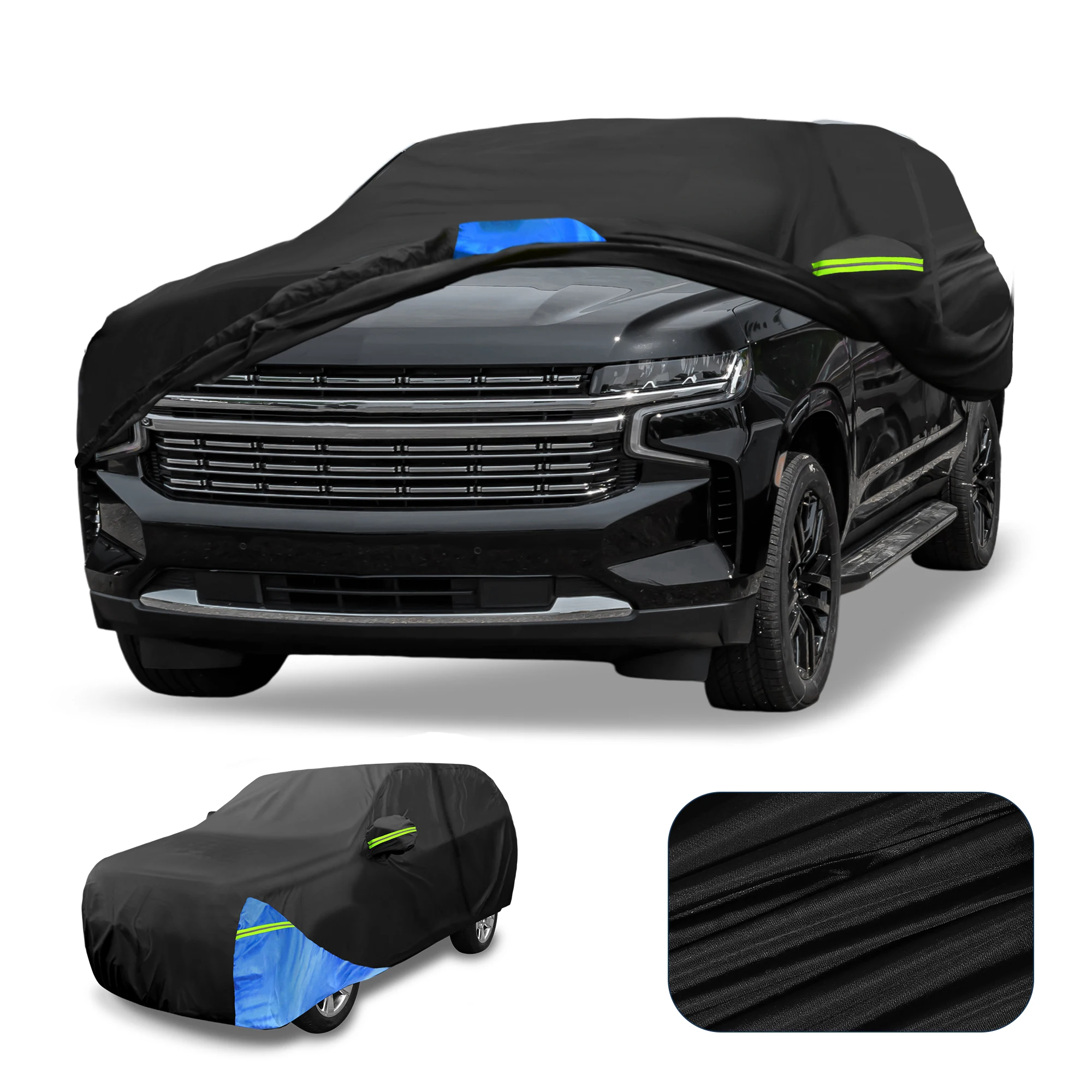 

Motoforti водонепроницаемый автомобильный чехол для автомобиля, полный автомобильный чехол для Chevrolet Tahoe 210 черный, синий с дверной молнией, всепогодный