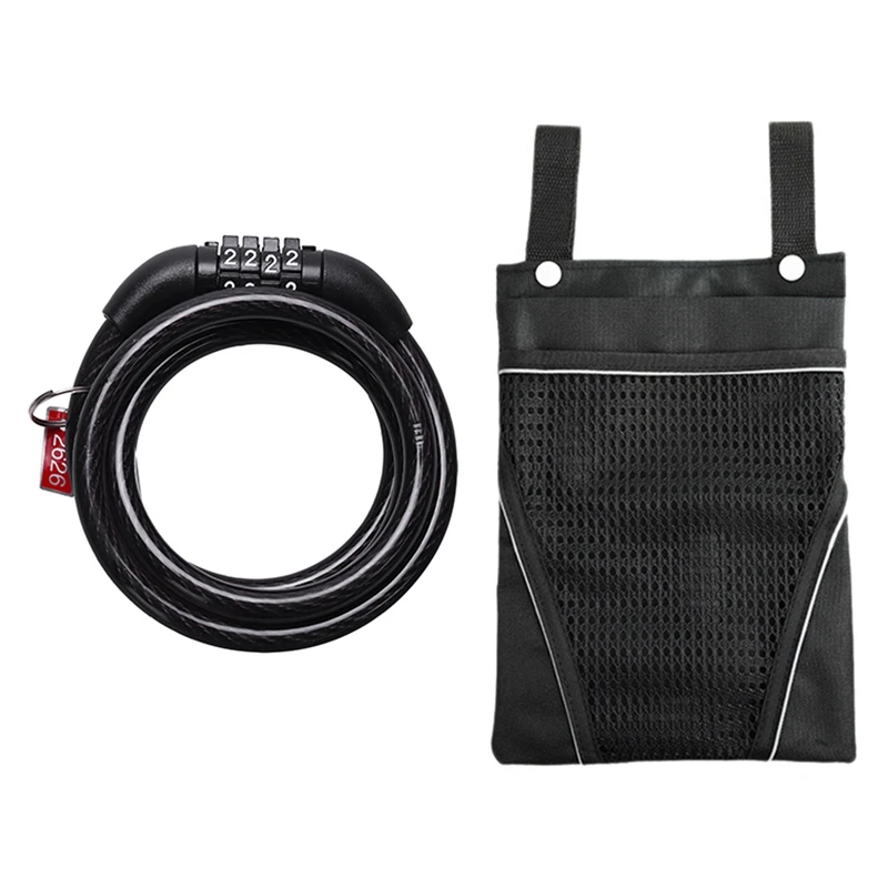 

1Pcs Anti-Theft Cable Tyre Tire Safe Lock With Steel Wire & 1Pcs Handlebar Bag Front Tube Frame Bag Small Scooter Bag