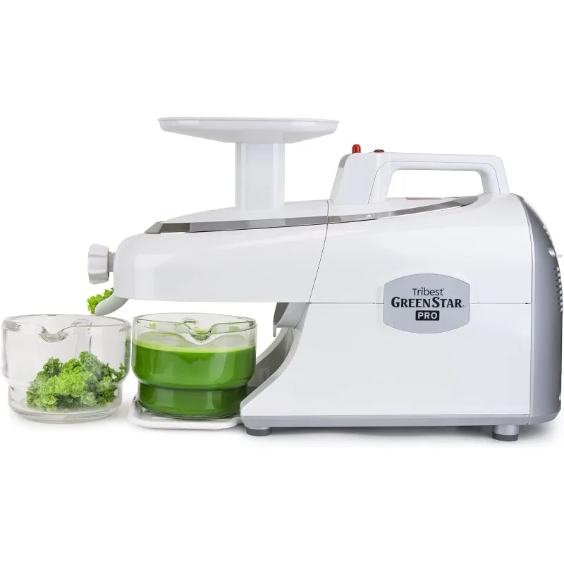 Tribest Greenstar GS-P501-B Pro Jumbo Slow Masticating Juicer, Twin Gear Kaltpress-Entsafter und Entsafter, Weiß