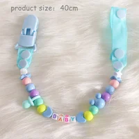 Newborn Baby Baby Pacifier Leash Newborns Beads Soother Nippler Chain Dummy Anti-lost Pacifiers Clips for Teether Nipples Care 2