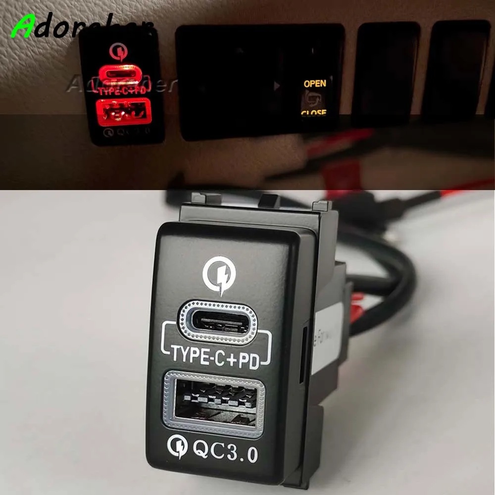 1 قطعة شاحن سيارة شاحن سريع نوع-C PD USB QC3.0 المقبس محول الطاقة صالح لنيسان باترول Y62 X-TRAIL صني سيلفي Teana