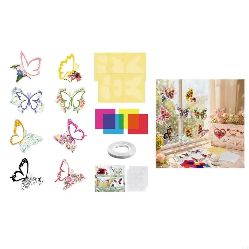  Children Paper Sun Catcher Window Decors Set Easy DIY Spring Craft Project