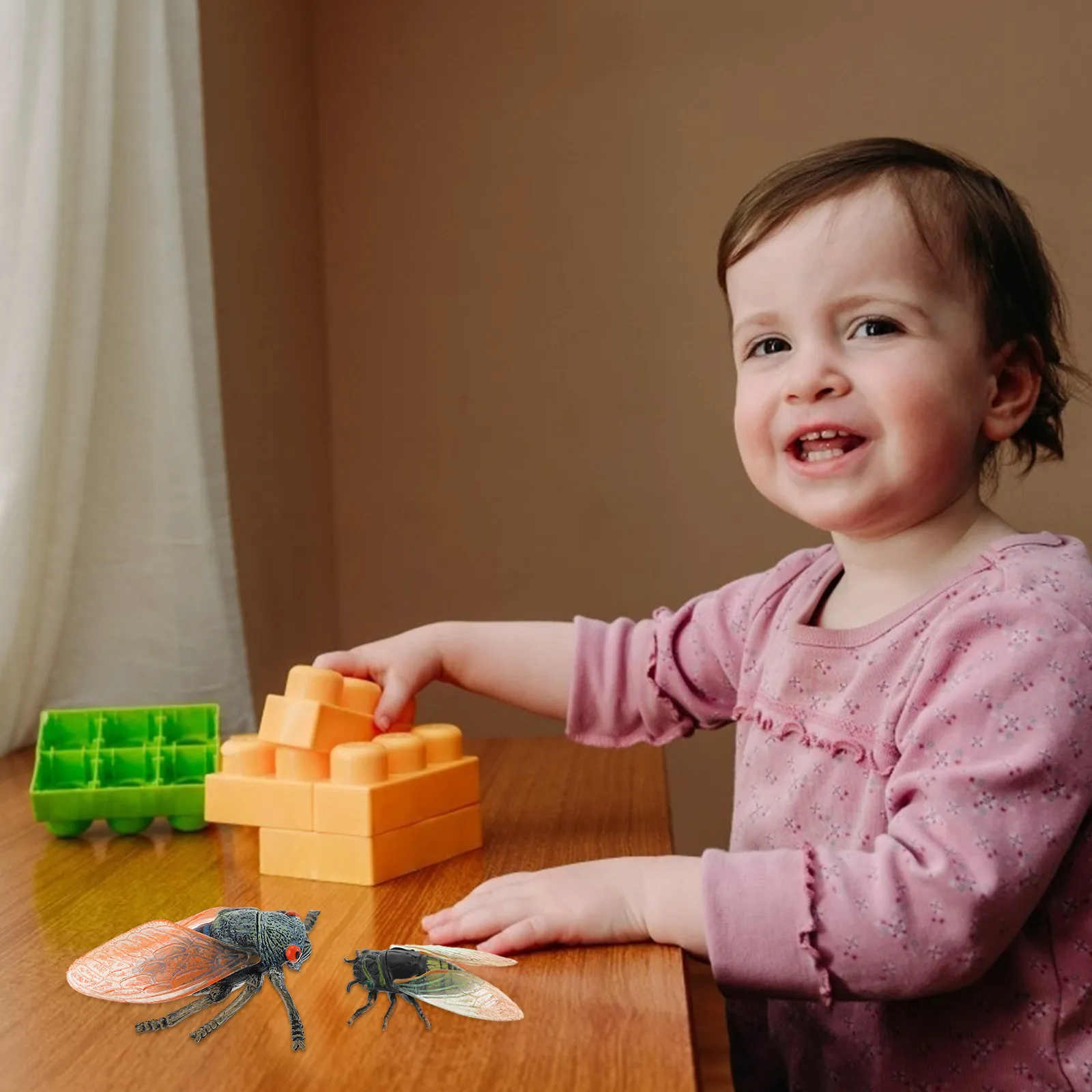 

2Pcs Animal Simulation Cicadas Lifelike Educational Cognitive Bugs Plastic Insects Realistic Children's Learning Nature