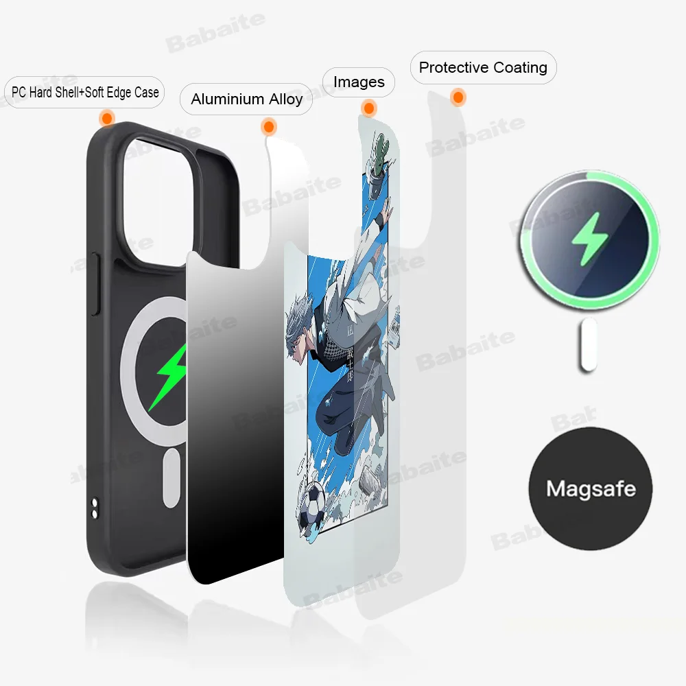 B-Blue L-Lock Phone Case Magnetic Case For IPhone 16 14 13 12 11 15 Pro Max Plus For Magsafe Wireless Charge Cover