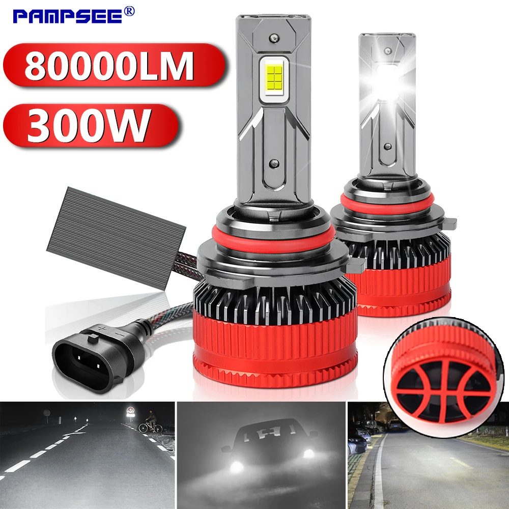 

2Pcs A7 Plus H7 H11 LED Headlight Bulb 80000LM 300W 9005 9006 H4 H1 H8 LED Car Lamps With CANbus HB3 HB4 Fog Light 12V 6000K