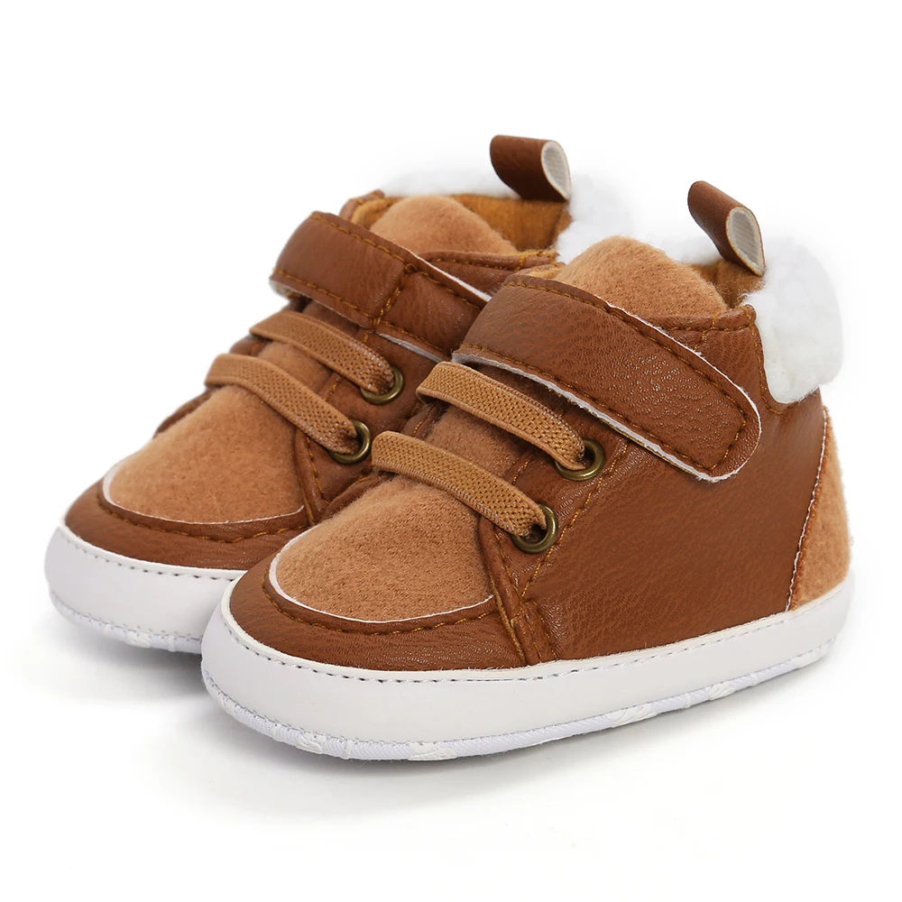 

2021 New Newborn Baby First Walkers Infant Boy Girl Soft Sole Crib Shoes Warm Boots Anti-slip Sneaker PU Breathable Shoes 0-18M