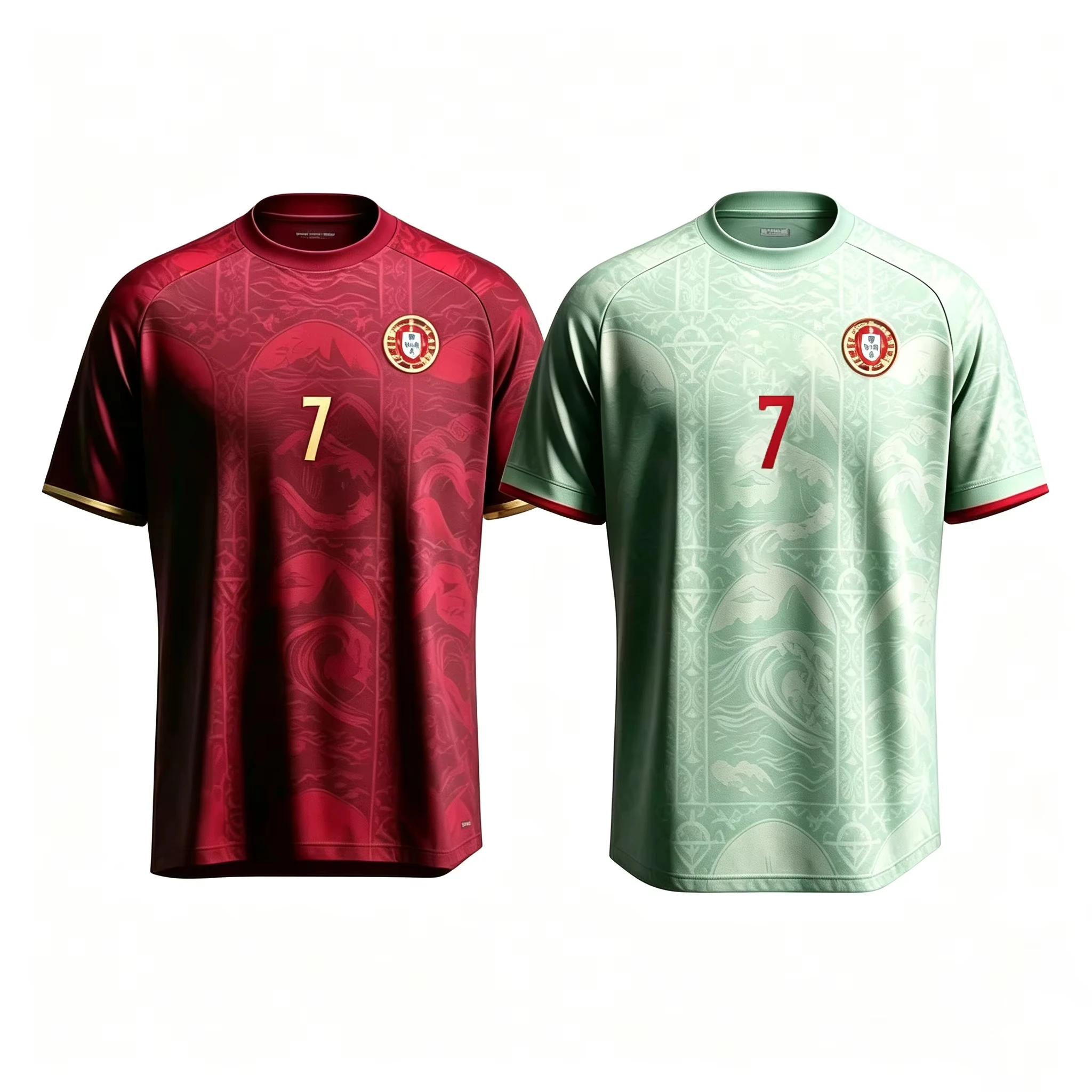 Herren Portugal Legend No.7 Kurzarm-Fußballtrikot, Vintage Wave Fußball-T-Shirt, Unisex-Sportoberteil für Erwachsene und Kinder – Detail 2