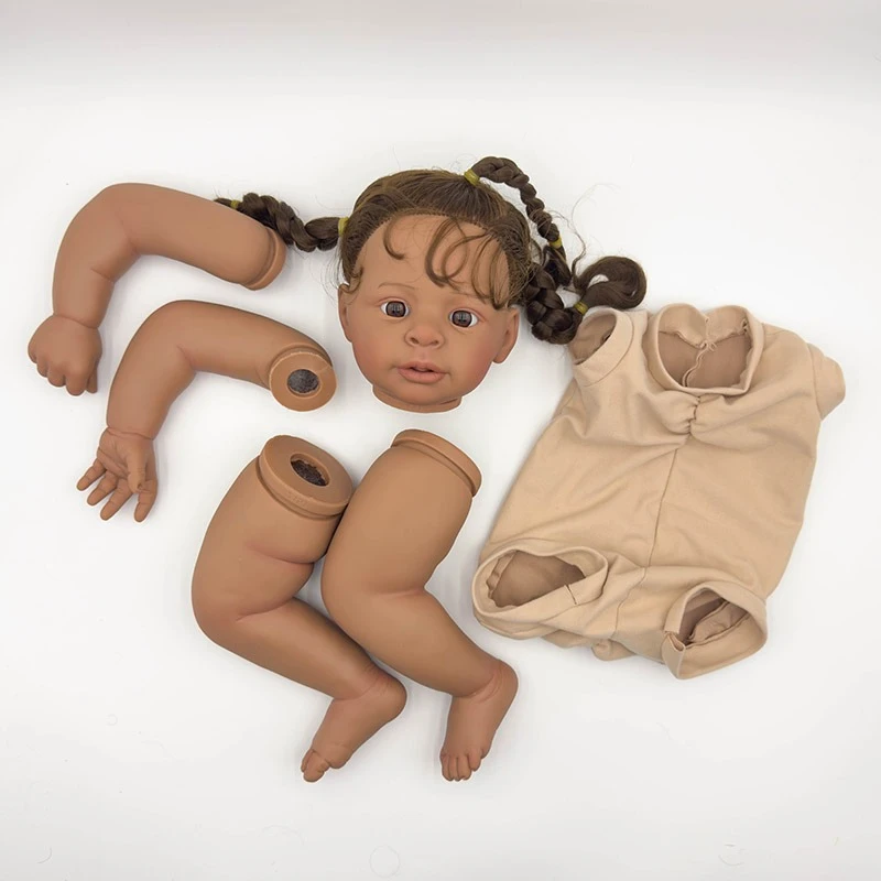 

NPK 24'' Unfinished Reborn DIY Parts Jaylan Lifelike Painted Doll Kit with Long Brown Curly Hair