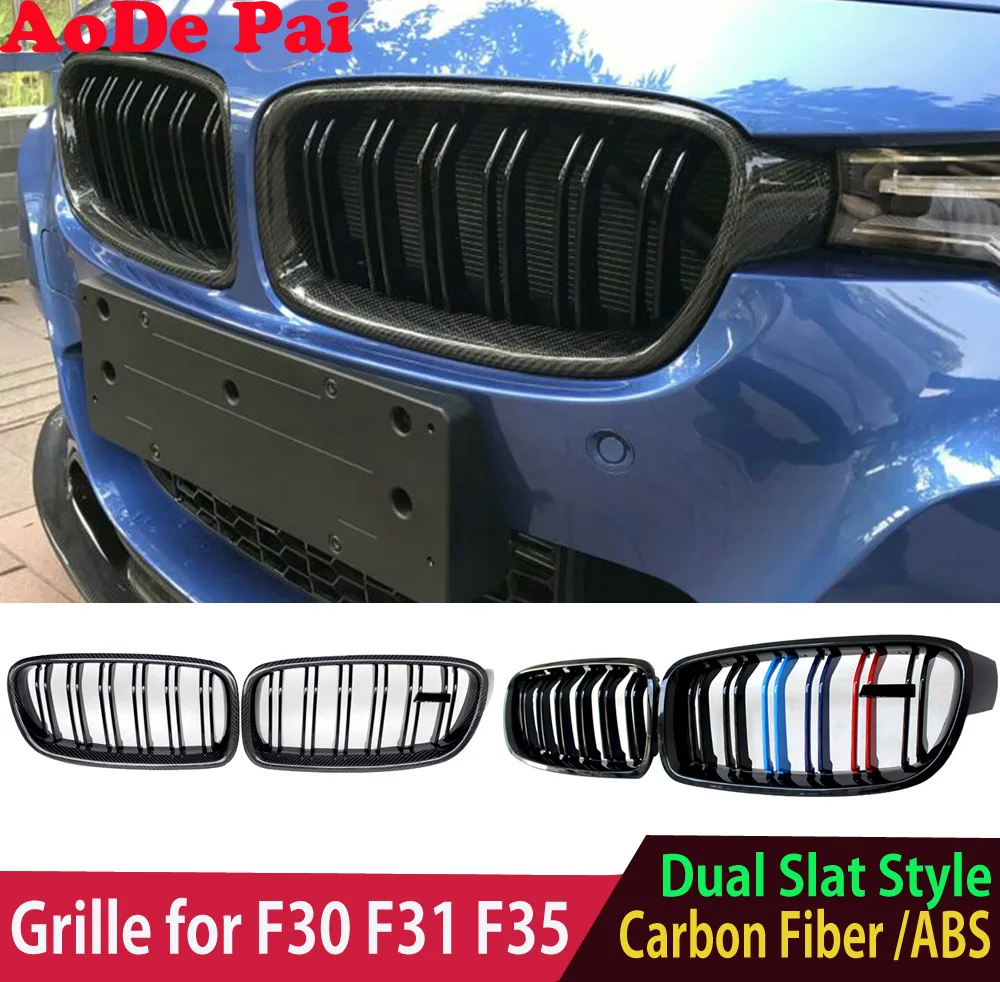 Real Carbon Fiber Front Bumper Grille Grill Mesh Hood for BMW 3 Series F30 F31 M Color 316i 318i 320i