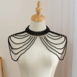 Body chain Luxury multi-layer Necklace Retro Pearl Chest Chain Sexy women's long shoulder chain jewelry