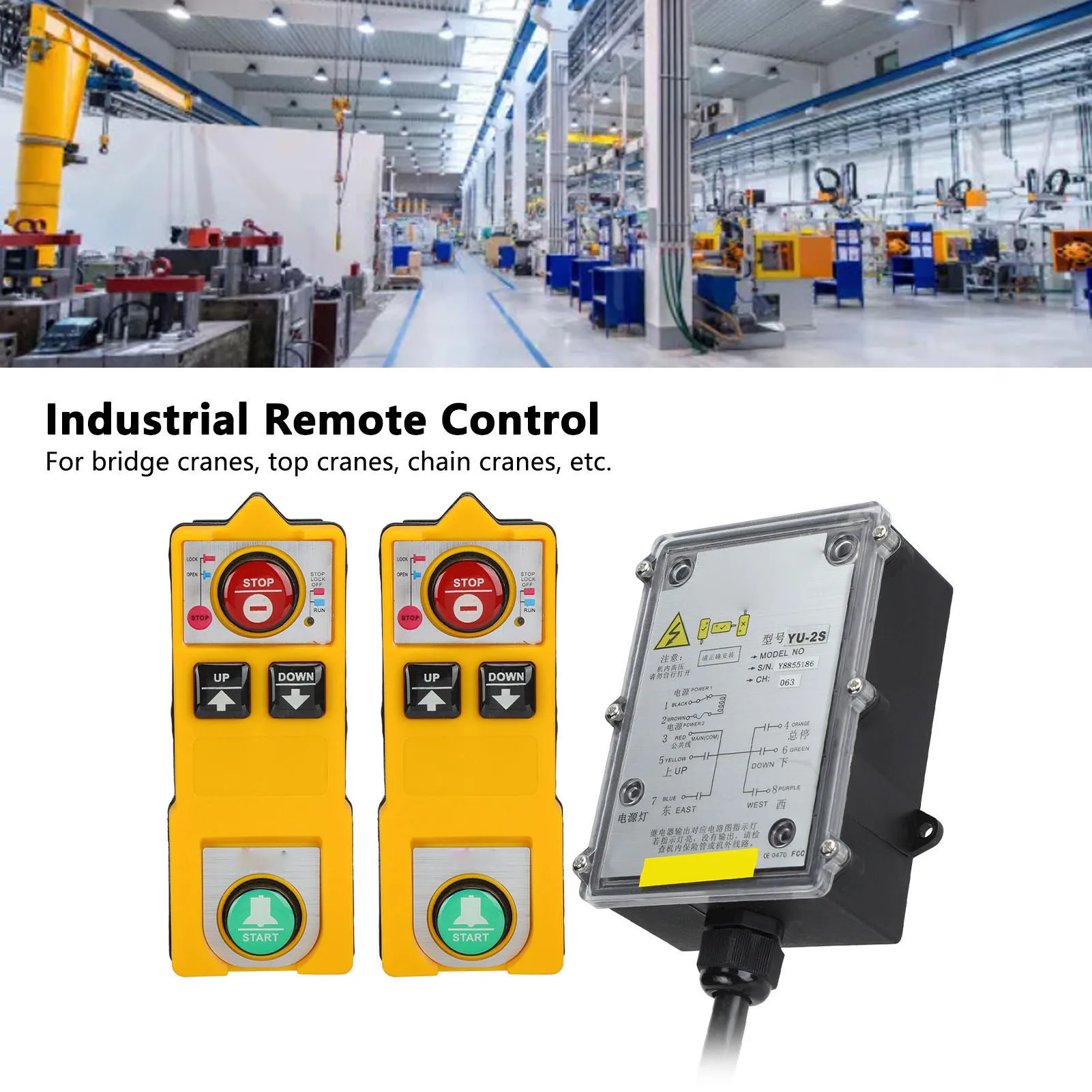Industrial Remote Control Wireless Waterproof Hoist Crane Remotes Controller for Bridge Cranes IP68 Hoist Crane Remote Control