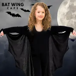 Unisex Halloween Black Bat Wing Cape Cloak Costume for Kids Child Boys Girls Vampire Dress Up Accessories