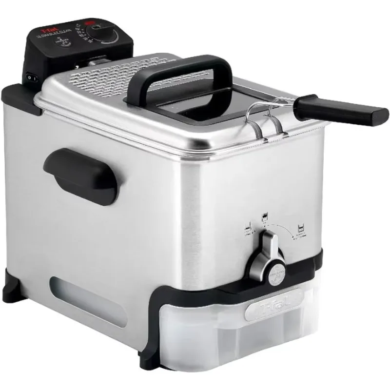 Freidora T-fal de acero inoxidable de 3,5 L con cesta, 1700 W, filtración de aceite, control de temperatura, temporizador digital, piezas aptas para lavavajillas