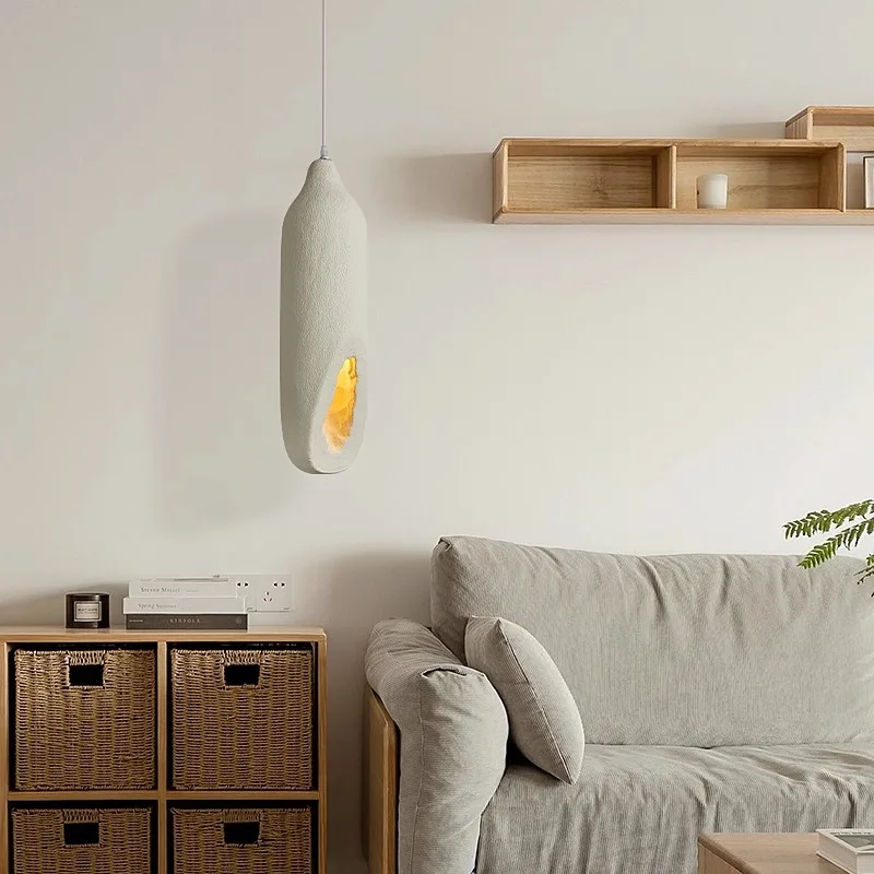 Nordic Wabi Sabi Off White Pendant Light Led Clothing Store Home Stay Hanging Lamp  Water Bottle Shape Bedroom Dining Room Light