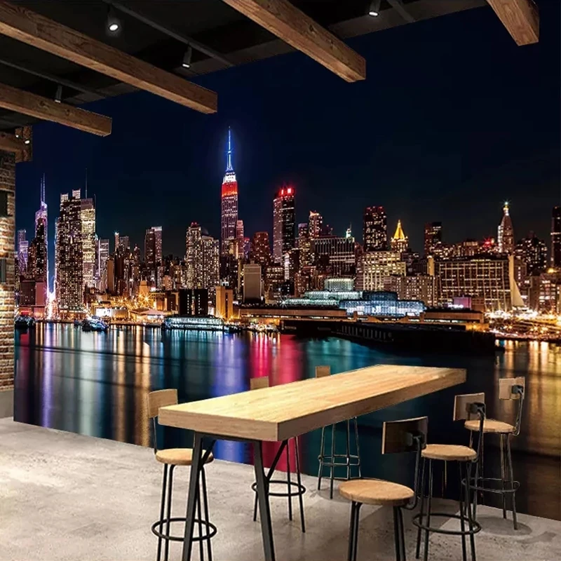 Customized products City Night View 3D Photo Living room background Bedroom Home Decoration Bar Restaurant Hotel Mural Wallpaper