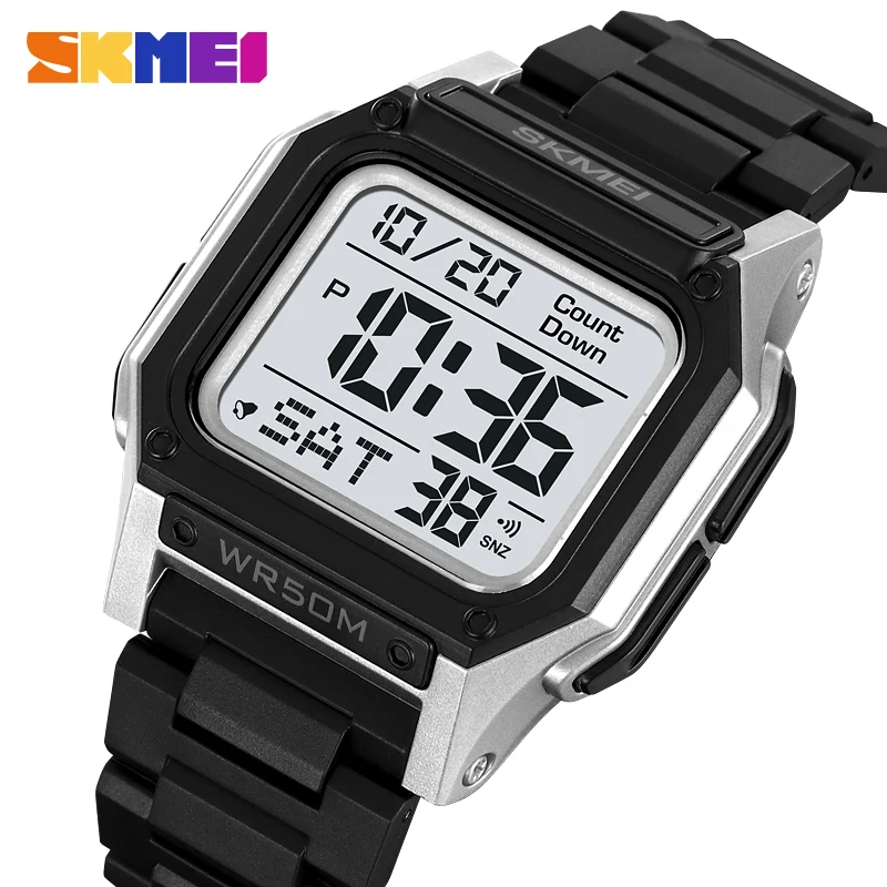 SKMEI New Digital Sports Back Light Stopwatch Watches Casual Countdown Wristwatch For Mens 5Bar Waterproof Alarm reloj hombre