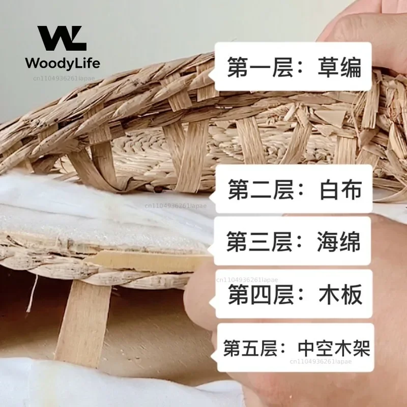 Camping Hand-woven Round Futon Straw Cushion Bed and Breakfast Rattan Seat Cushion