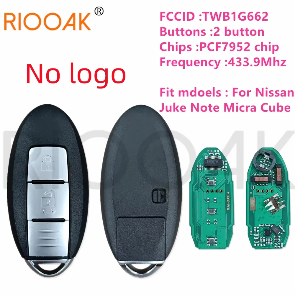 

No logo TWB1G662 433Mhz ID46 Smart Remote Car Key for Nissan Micra Juke Sentra Patrol Note Navara Tiida Frontier CWTWB1U825