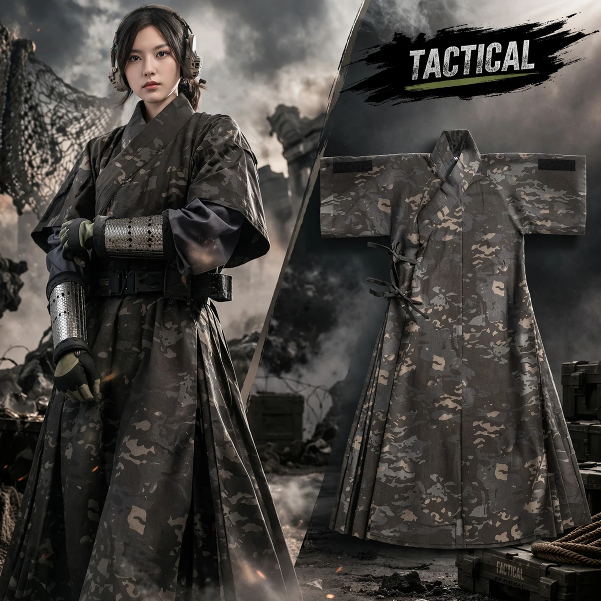 Tactical Combat Suit One-piece Camouflage Jacket Military Armored Skirt Windbreaker Outdoor Hunting Hiking Airsoft Gear Clothing