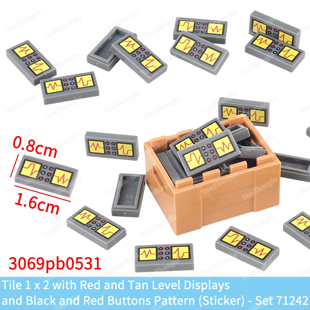 Frequency Display Black/Red Button Printed Pattern Building Block Tiles 1x2 Parts 3069 MOC Figures Mechanical Model Gift Boy Toy