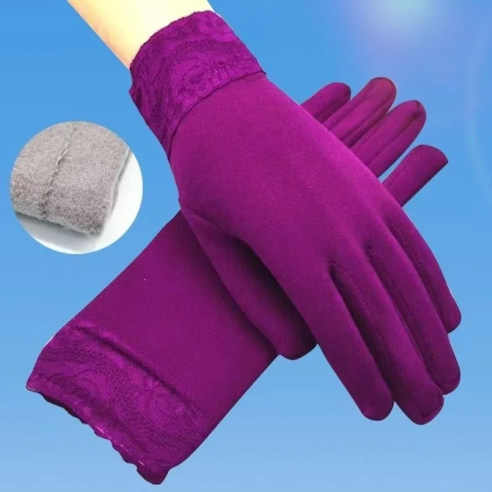 New Warm Winter Gloves Full Finger Coldproof Driving Mittens Windproof Lace Touch Screen Gloves Women