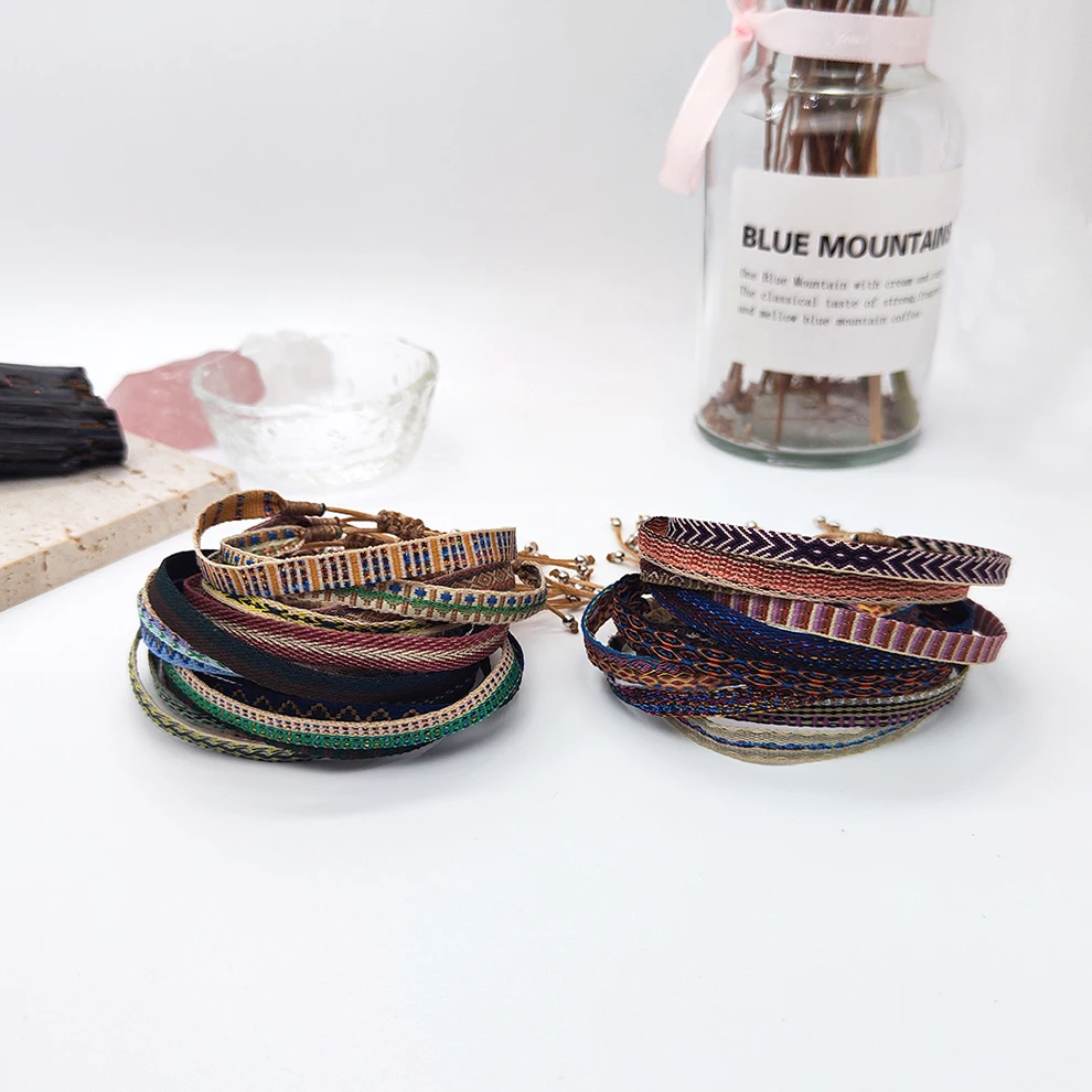 KKBEAD Kolumbien Armband Stoff Stoff Armbänder für Frauen Männer Handgewebtes geflochtenes Armband Geschenk Großhandel Boho Freundschaftsschmuck – Detail 3