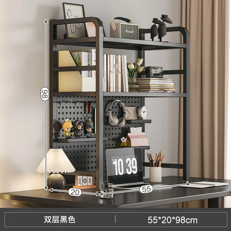 Table Hole Board Shelf Study Table Wrought Iron Multi-layer Storage Shelf Student Desktop Storage Bookshelf