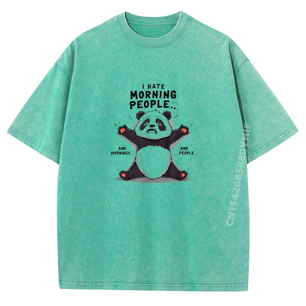 

Tops & Tees Hate Morning People Bear Youth T-shirts Women Vintage T-Shirt Classic Washed Clothes Family