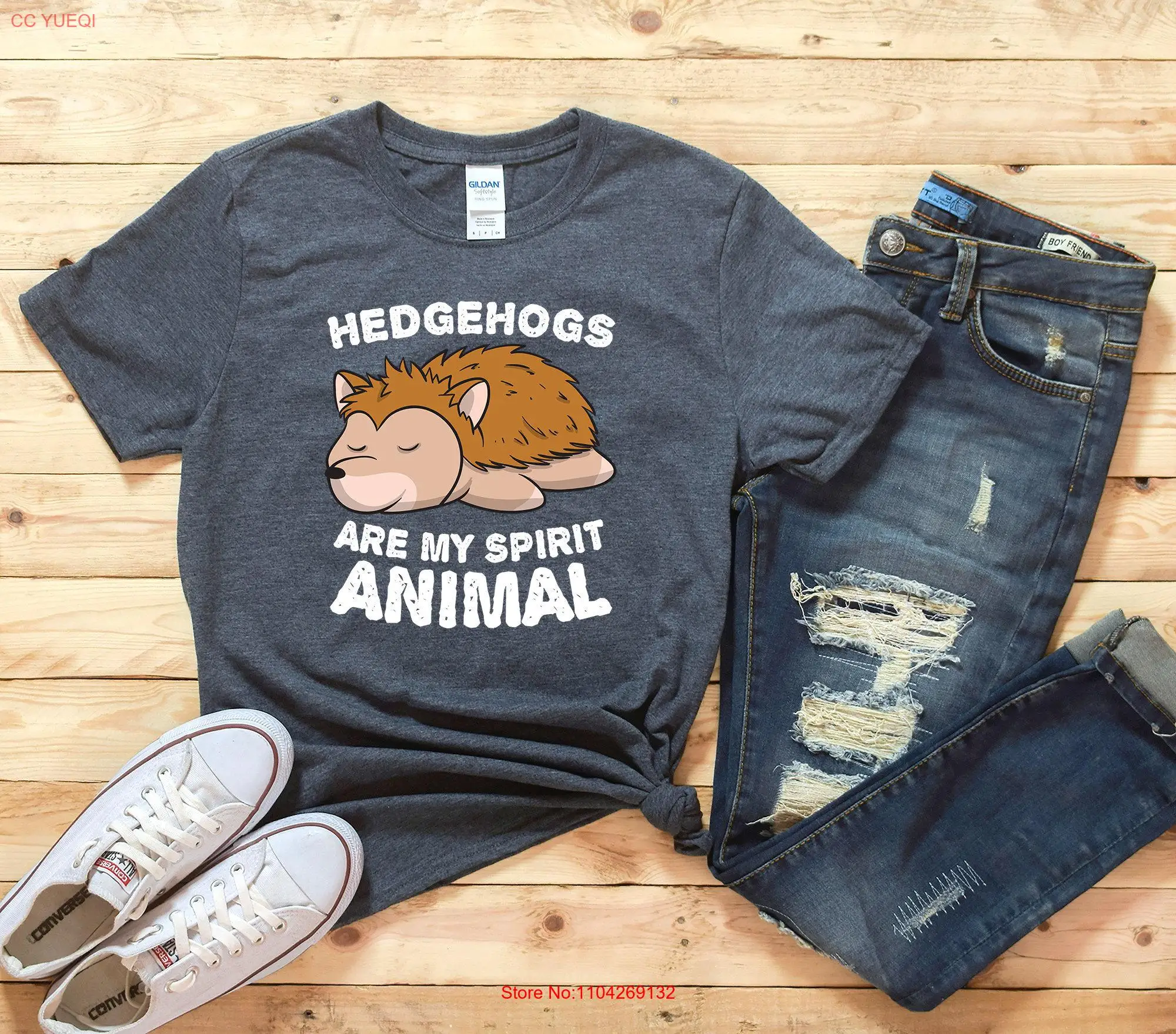 

Hedgehogs Are My Spirit Animal T Shirt Cute Chibi Anime s Print Lazy Not Today Nope long or short sleeves