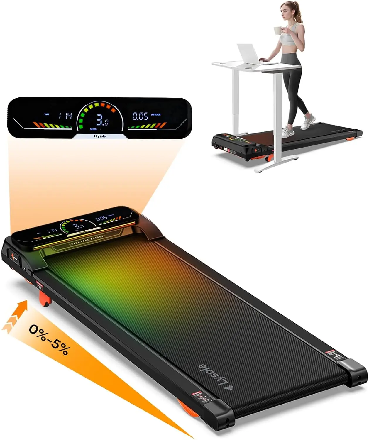 Pad with , for Home and Office,340 Lb Capacity,4 in 1 Portable Under Desk Treadmill with Remote Control,Large LED Display