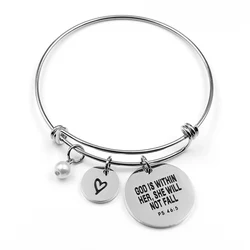 VILLWICE Bible Verse Bracelet Bangle Stainless Steel Engraved Charm Faith Christian Jewelry Best Friend Gift