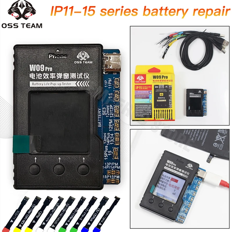 OSS W09 Pro V3 Battery Health Popup Repair Tool for iPhone 11 12 13 14 15 Battery Life Data Reset Repair Instrument Kit Phone IC