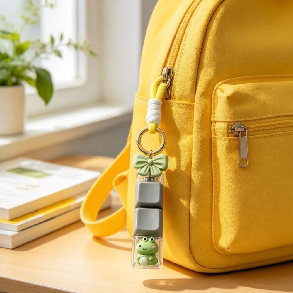 4 Grids Design Keyboard Clicker Keychain Creative Bowknot Macaron Color Mini Keyboard Pendant Portable Cartoon Design