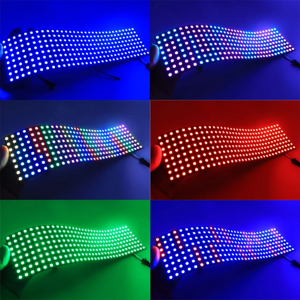 WS2812B Digital Flexible LED Pixels Panel Strip 8X8 16X16 8X32 WS2812 Individually Addressable LED Module Matrix Screen DC5V